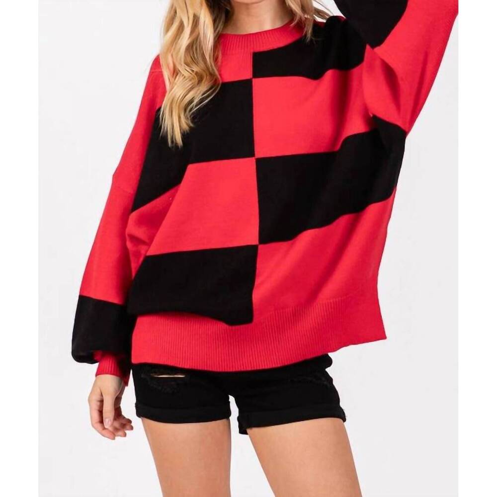NEW SEWN AND SEEN checkered sweater in red/black